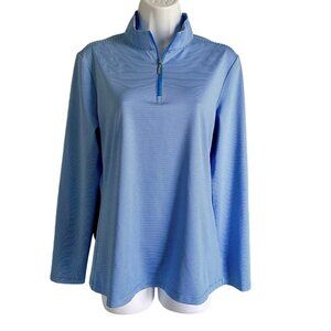 Mimosa Quarter Zip Long Sleeve Blue White Pullover Top Women's Medium NEW